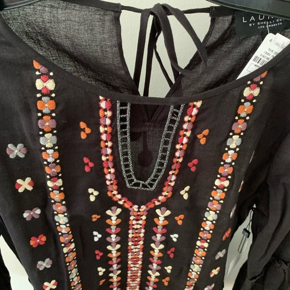 NWT Laundry Shelli Segal Embroidered BOHO Top - Picture 2 of 6
